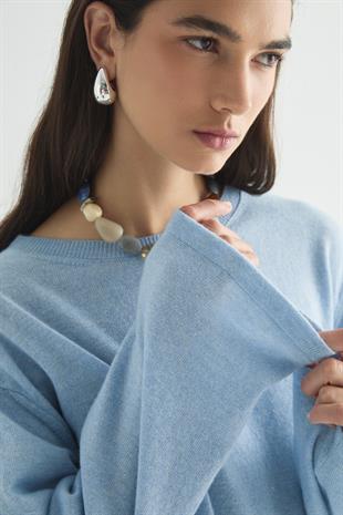 CHARM WRAP TRİKO BLUZ MAVİ