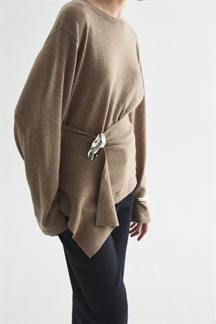 CHARM WRAP TRİKO BLUZ VİZON