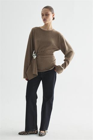 CHARM WRAP TRİKO BLUZ VİZON