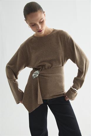 CHARM WRAP TRİKO BLUZ VİZON