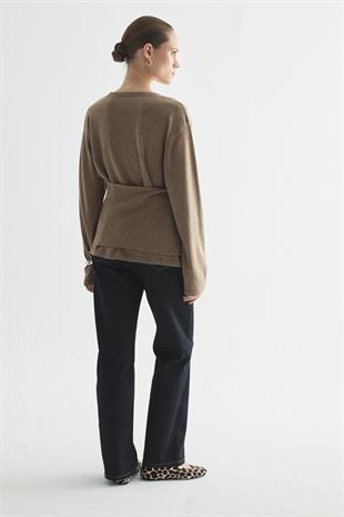 CHARM WRAP TRİKO BLUZ VİZON