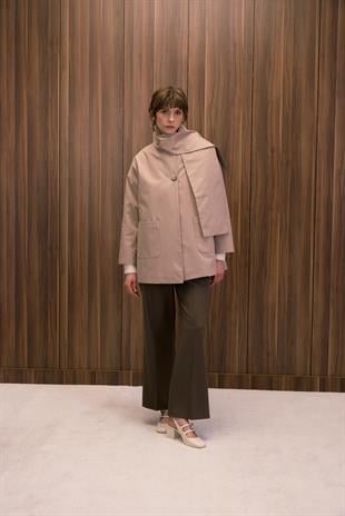 ÇIKARILABİLİR ATKILI TRENÇKOT VİZON