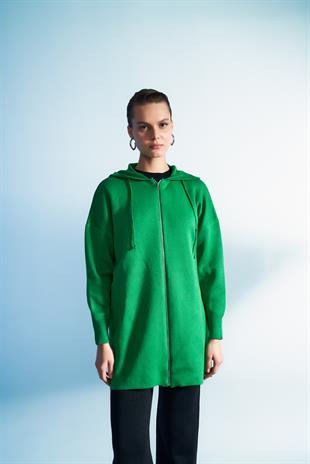 ÇİMEN YEŞİLİ SİMLİ TRİKO HIRKA