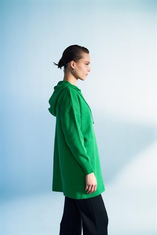 ÇİMEN YEŞİLİ SİMLİ TRİKO HIRKA