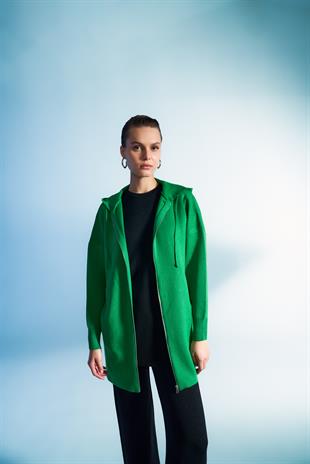 ÇİMEN YEŞİLİ SİMLİ TRİKO HIRKA