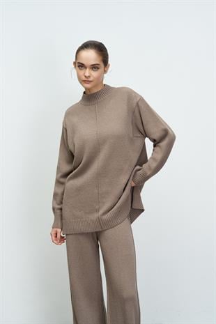 Comfort Bol Kesim Triko Alt Üst Takım Vizon