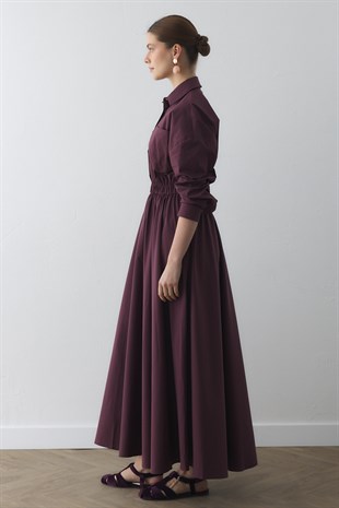 COMPACT ÇIT-ÇITLI MAXI ELBİSE BORDO