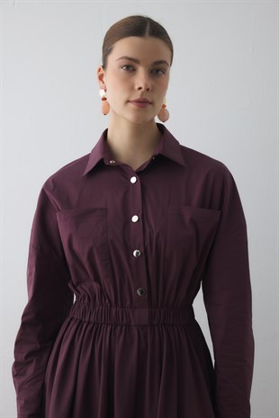 COMPACT ÇIT-ÇITLI MAXI ELBİSE BORDO
