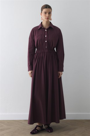 COMPACT ÇIT-ÇITLI MAXI ELBİSE BORDO
