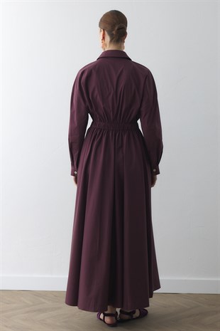 COMPACT ÇIT-ÇITLI MAXI ELBİSE BORDO