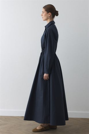 COMPACT ÇIT-ÇITLI MAXI ELBİSE LACİVERT