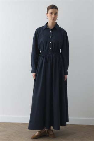 COMPACT ÇIT-ÇITLI MAXI ELBİSE LACİVERT