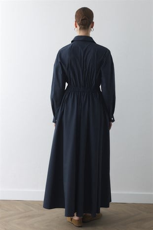 COMPACT ÇIT-ÇITLI MAXI ELBİSE LACİVERT