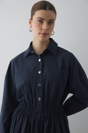 COMPACT ÇIT-ÇITLI MAXI ELBİSE LACİVERT