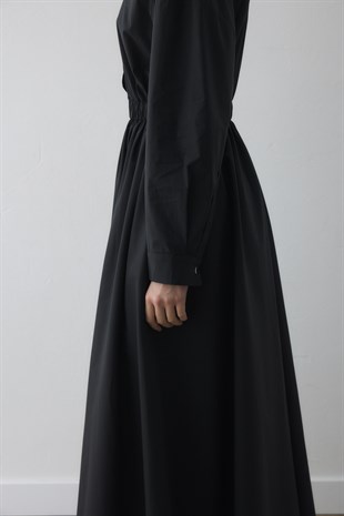 COMPACT ÇIT-ÇITLI MAXI ELBİSE SİYAH