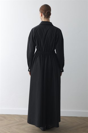 COMPACT ÇIT-ÇITLI MAXI ELBİSE SİYAH