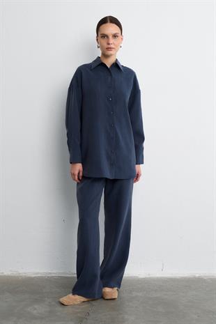 DAY TO NIGHT CUPRO GÖMLEK LACİVERT