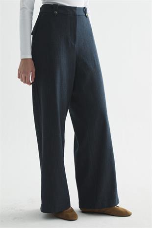 DENIM EFEKT GABARDİN İKİLİ CEKET-PANTOLON SET LACİVERT