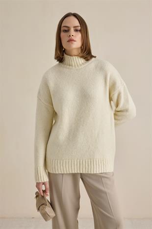 DİK YAKA COSY KAZAK VANİLYA