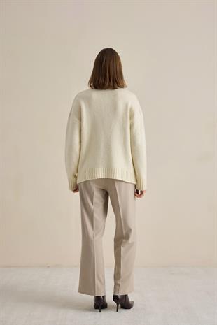 DİK YAKA COSY KAZAK VANİLYA