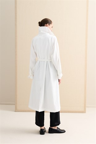ATELIER 09 İNCE DOKULU MAXI TRENÇ EKRU
