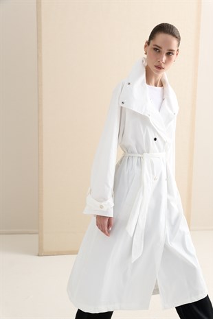 ATELIER 09 İNCE DOKULU MAXI TRENÇ EKRU