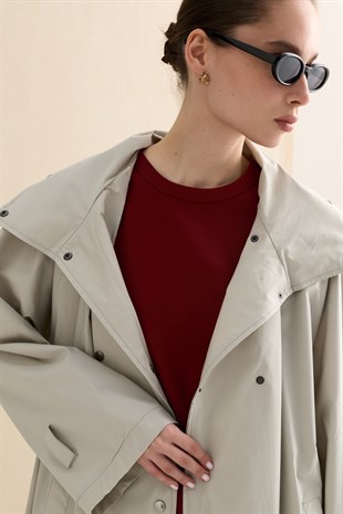 ATELIER 09 İNCE DOKULU MAXI TRENÇ TAŞ