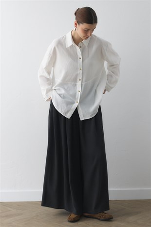 DÖKÜMLÜ SİLK TOUCHE GÖMLEK BEYAZ