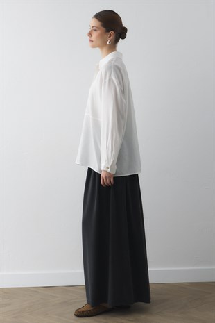 DÖKÜMLÜ SİLK TOUCHE GÖMLEK BEYAZ