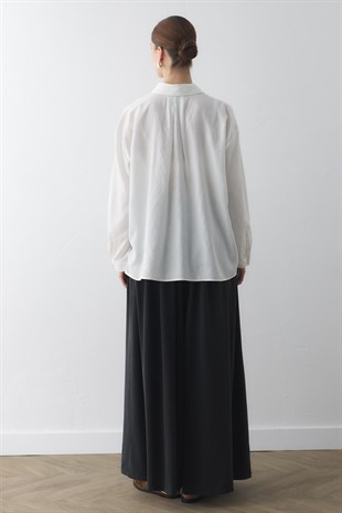 DÖKÜMLÜ SİLK TOUCHE GÖMLEK BEYAZ