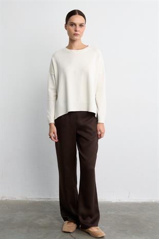 DÖKÜMLÜ TRİKO BLUZ EKRU