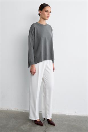 DÖKÜMLÜ TRİKO BLUZ GRİ