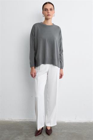 DÖKÜMLÜ TRİKO BLUZ GRİ