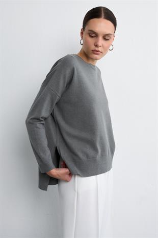 DÖKÜMLÜ TRİKO BLUZ GRİ