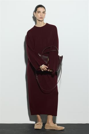 EFFORTLESS TRİKO ELBİSE BORDO