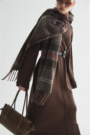 EFFORTLESS TRİKO ELBİSE KAHVERENGİ