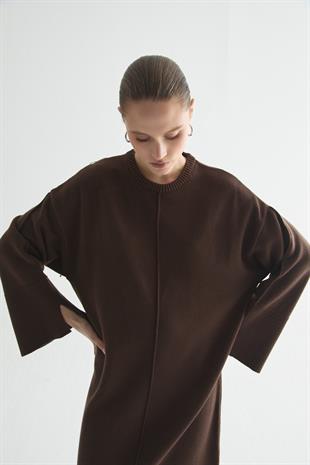 EFFORTLESS TRİKO ELBİSE KAHVERENGİ