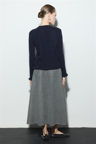 FIRFIR DETAYLI FİTİLLİ TRİKO HIRKA LACİVERT