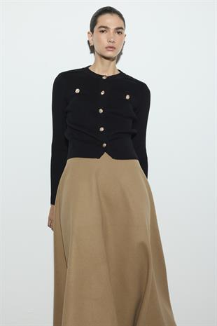 FİTİL DOKULU TRİKO HIRKA SİYAH