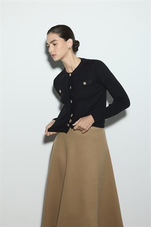 FİTİL DOKULU TRİKO HIRKA SİYAH