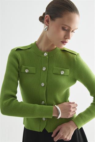 FİTİL DOKULU TRİKO HIRKA YEŞİL