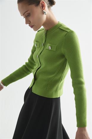 FİTİL DOKULU TRİKO HIRKA YEŞİL