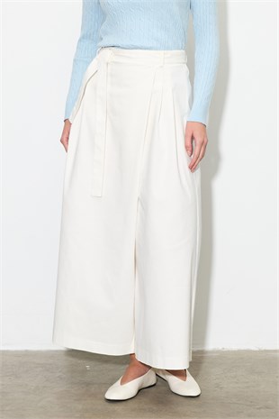Gabardin Pantolon Etek Ekru