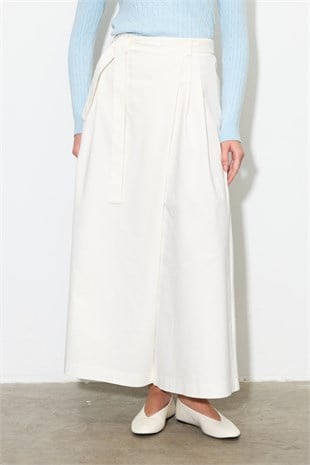 Gabardin Pantolon Etek Ekru