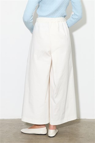 Gabardin Pantolon Etek Ekru
