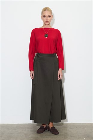 Gabardin Pantolon Etek Koyu Gri