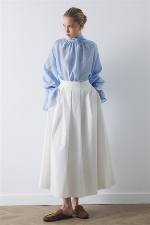 GENİŞ FULARLI BLUZ BEBE MAVİSİ