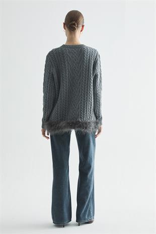 GLOWY FEATHER TRİKO KAZAK ANTRASİT