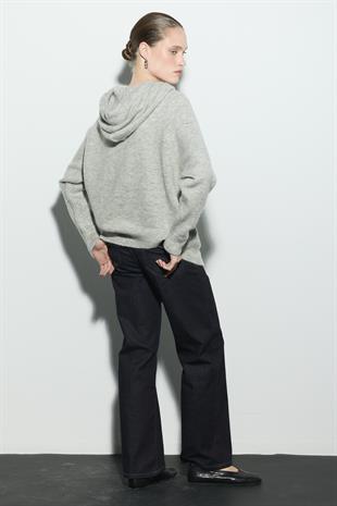 KAPÜŞONLU SWEAT TRİKO HIRKA AÇIK GRİ