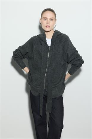KAPÜŞONLU SWEAT TRİKO HIRKA ANTRASİT